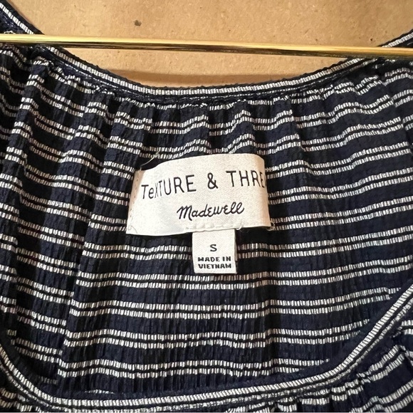 Madewell | Texture & Thread Peasant Top Stripe Popover Blouse Size S - Picture 3 of 9